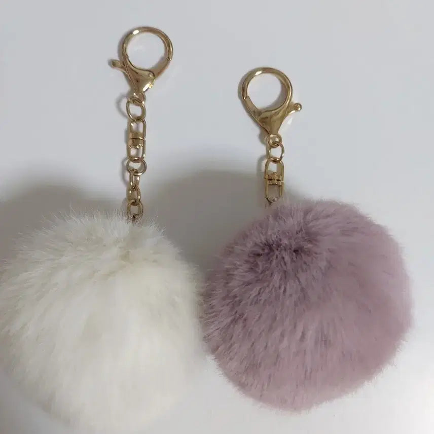 [BUNJANG] Bundle White & Purple Fur Keyring Set / 일괄)퍼볼 화이트&퍼플 키링