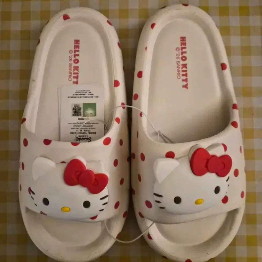 [BUNJANG] Hello Kitty Polka Dot Slippers (250mm) / 헬로키티 도트 무늬 슬리퍼 250mm (새상품)