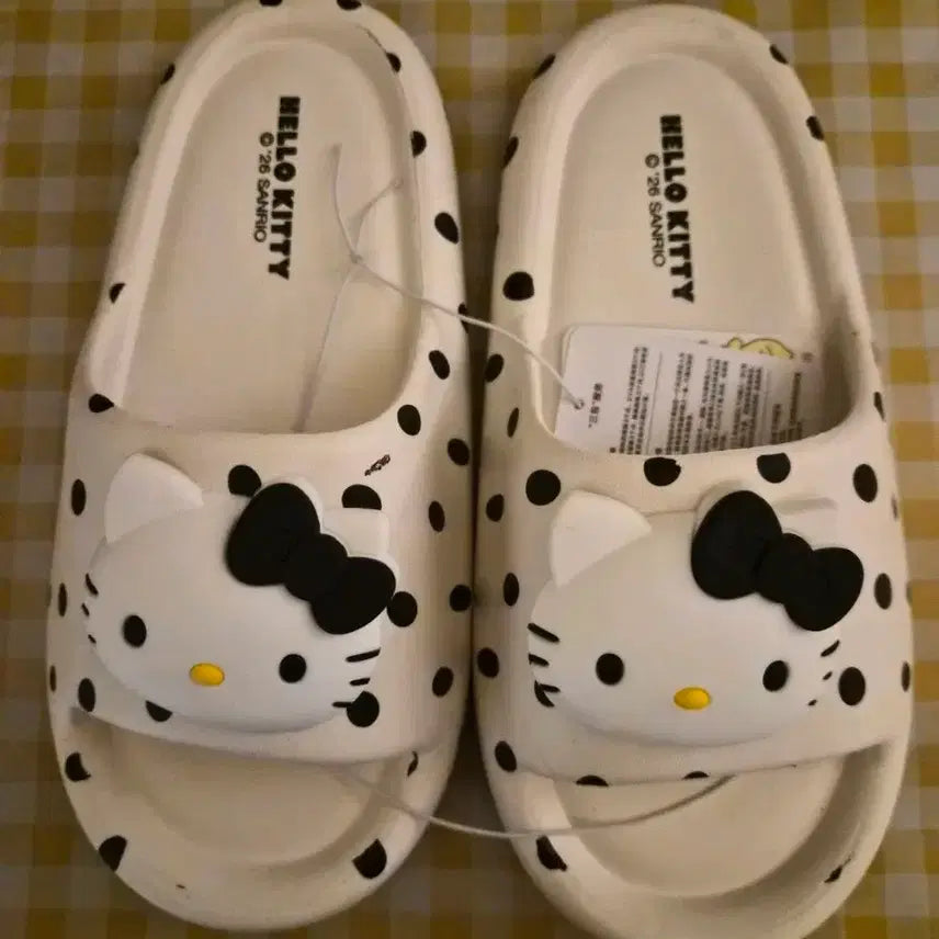 [BUNJANG] Hello Kitty Black Dot Slippers / 헬로키티 블랙도트 슬리퍼 250,260mm (새상품)