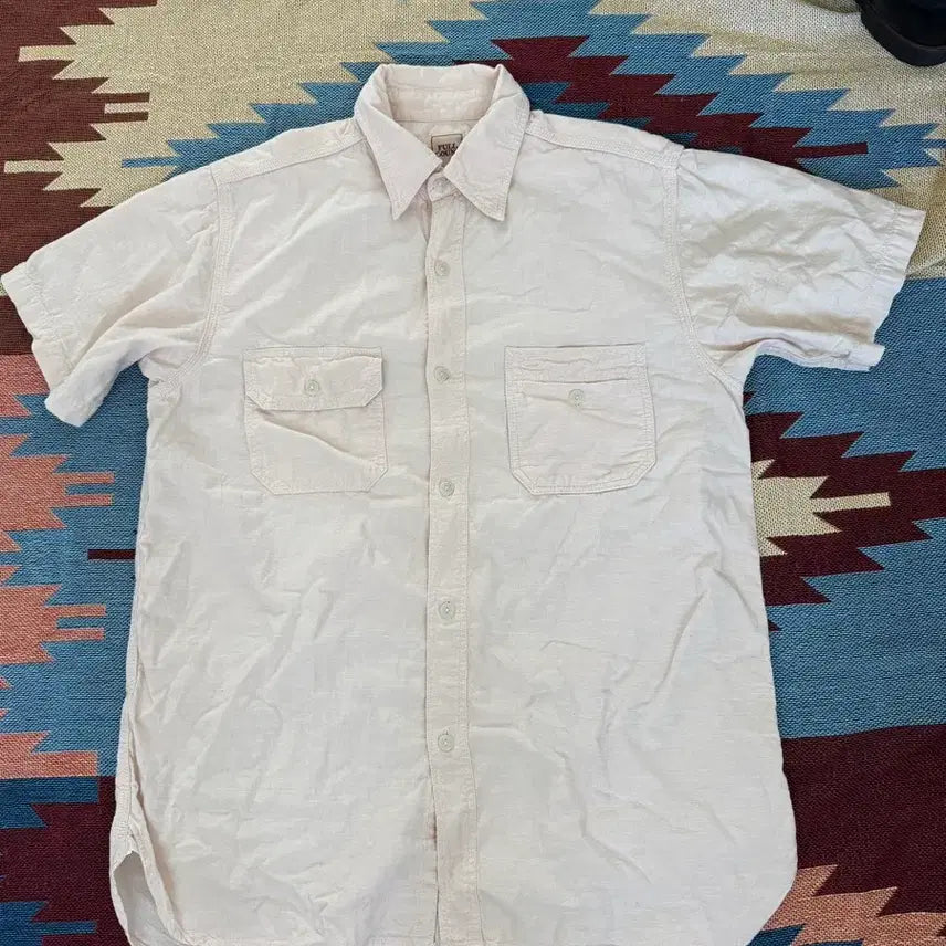 [BUNJANG] Full Count Work Shirt Beige / 풀카운트 워크 반팔 워크 셔츠