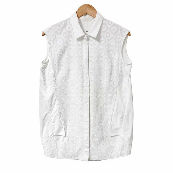 [BUNJANG] KUHO Cotton Embroidered Tunic Top / KUHO 슬리브리스 코튼 자수 패턴 튜닉 탑