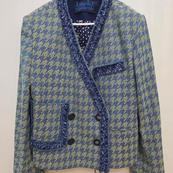 [BUNJANG] Luckychouette Houndstooth Frill Jacket / 럭키슈에뜨자켓