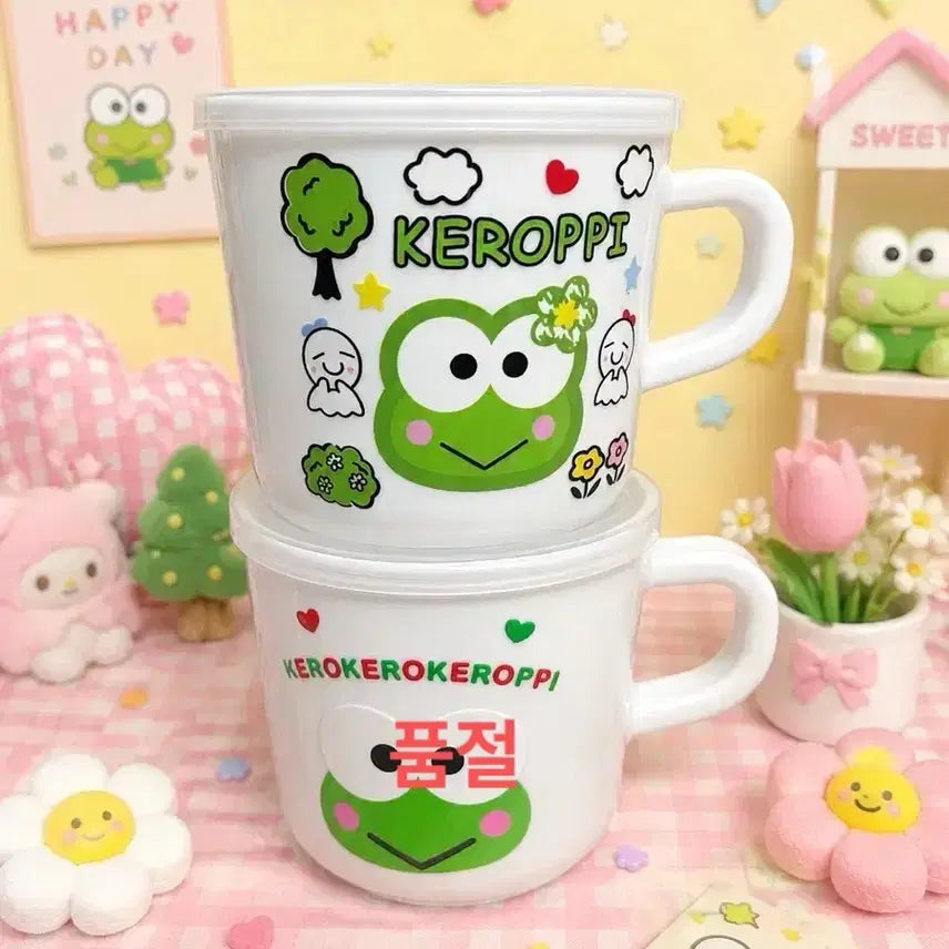 [BUNJANG] Keroppi Ceramic Mug with Lid / 케로피 뚜껑있는 머그컵