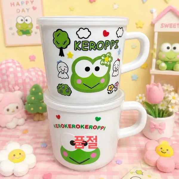 [BUNJANG] Keroppi Ceramic Mug with Lid / 케로피 뚜껑있는 머그컵