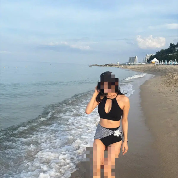 [BUNJANG] Women's High-Waisted Bikini Set Black / 여성 수영복 하이웨스트 비키니 세트 블랙