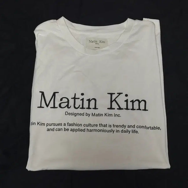 [BUNJANG] Matin Kim Lettering Logo Cotton T-Shirt White / 마땡킴 레터링 로고 프린팅 라운드넥 코튼 반팔 티셔츠 화이트