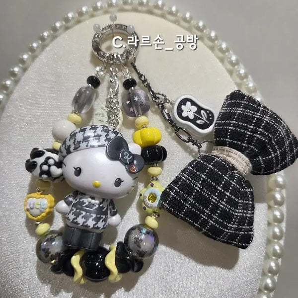 [BUNJANG] Kitty Ribbon Charm Keychain / 키티리본키링