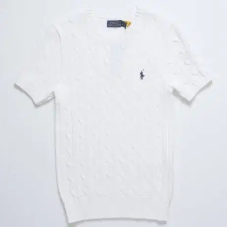 [BUNJANG] Polo Ralph Lauren Cable Knit Short Sleeve Top White / 폴로 랄프로렌 케이블 니트 반팔 화이트