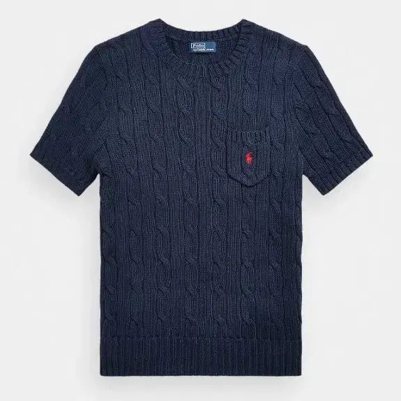 [BUNJANG] Polo Ralph Lauren Cable Short Sleeve Knit Navy / 폴로 랄프로렌 케이블 반팔 니트 네이비