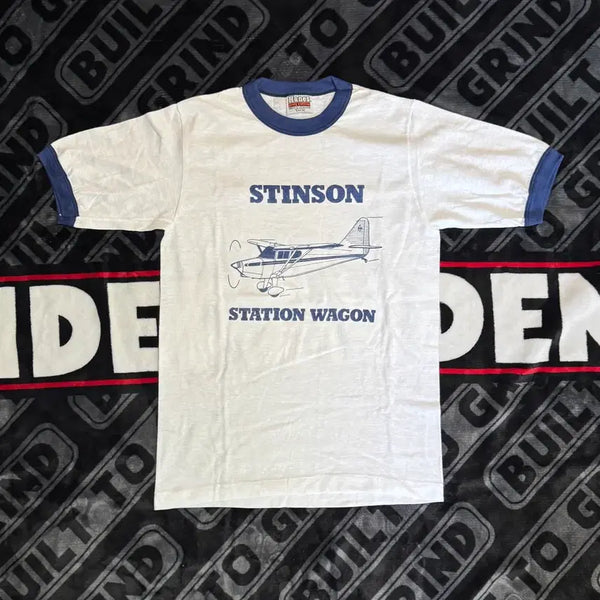 [BUNJANG] Single Stitch Hanes Ringer T-shirt White Navy / 싱글 스티치 헤인즈 링거 티셔츠 화이트 네이비