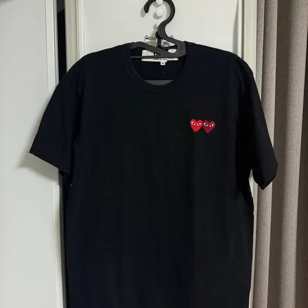 [BUNJANG] Comme des Garçons Play Double Heart Short Sleeve T-Shirt Black M / 꼼데가르송 플레이 더블하트 반팔티 블랙 M