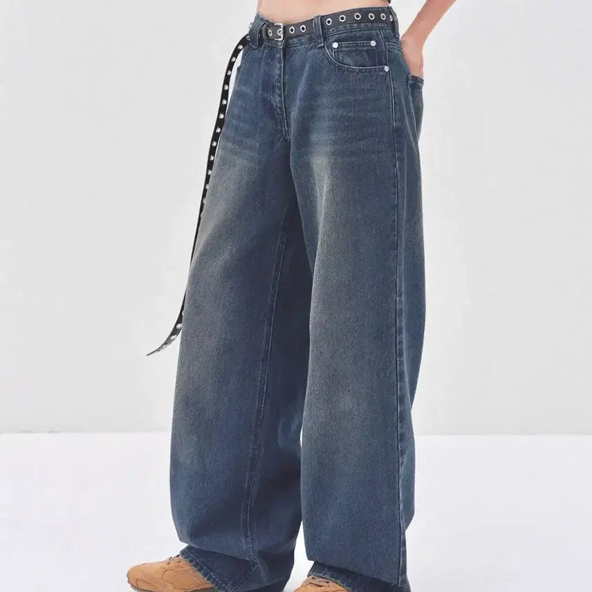 [BUNJANG] DECKET Signature Low Rise Wide Jeans Deep Blue S / 데케트 시그니처 로우라이즈 와이드진 딥블루 S