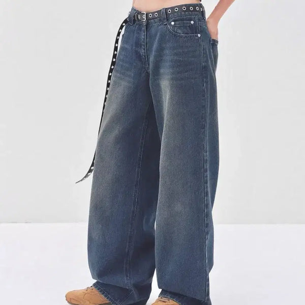 [BUNJANG] DECKET Signature Low Rise Wide Jeans Deep Blue S / 데케트 시그니처 로우라이즈 와이드진 딥블루 S