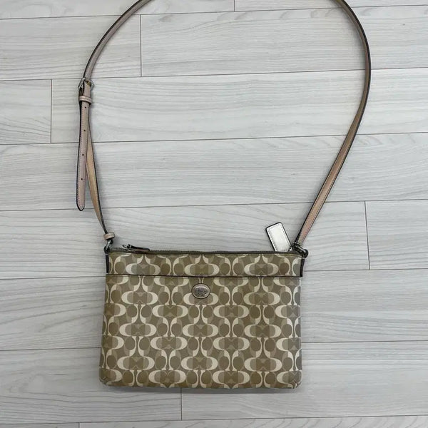 [BUNJANG] Coach Signature Pattern Crossbody Bag Beige/Brown / 코치 크로스백 베이지/브라운