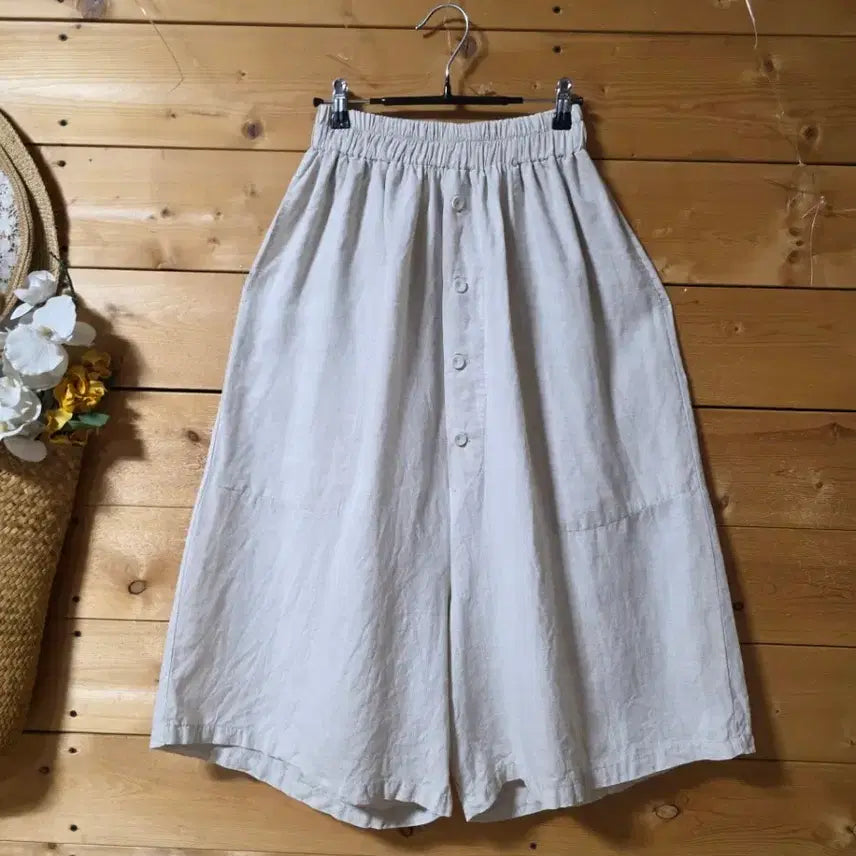 [BUNJANG] New Linen Blend Wide-Leg Pants / 마배기밴딩바지