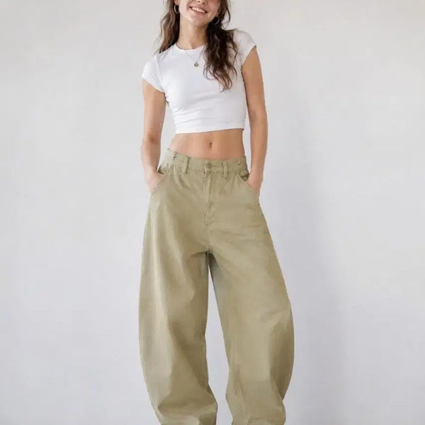 [BUNJANG] Balloon Wide Fit Suede Blue Jeans Cotton Pants / 스타일 완성 벌룬 와이드 팬츠 남녀공용 스웨이드 블루진스 코튼