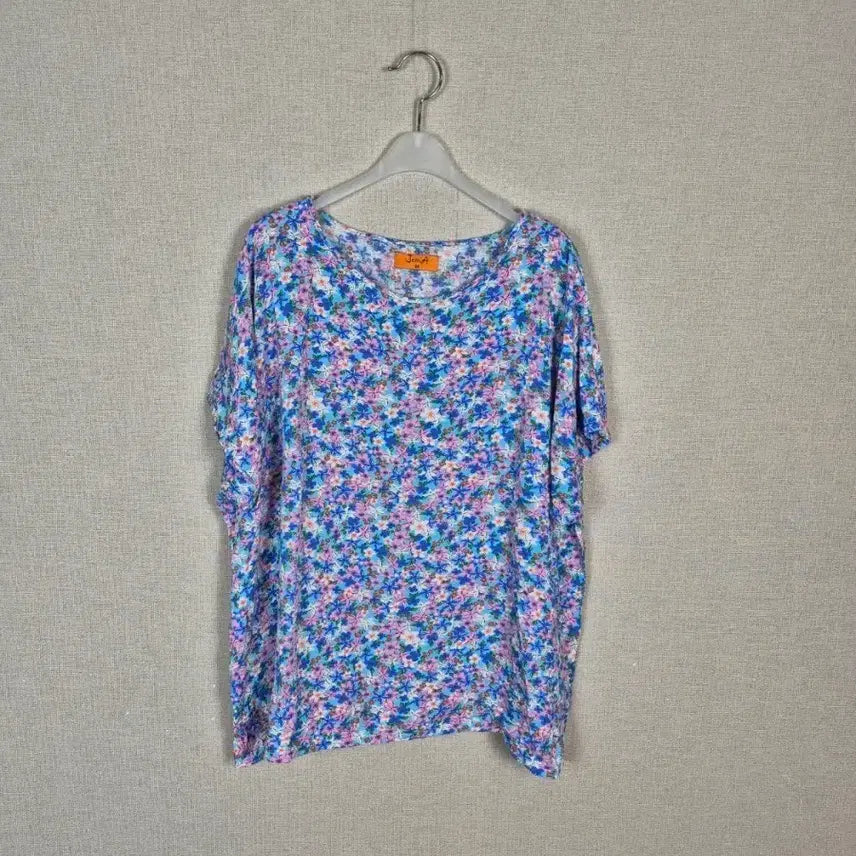 [BUNJANG] Blue Flower Pattern Short Sleeve T-Shirt / (#88,99추천)블루 플라워패턴 반팔티