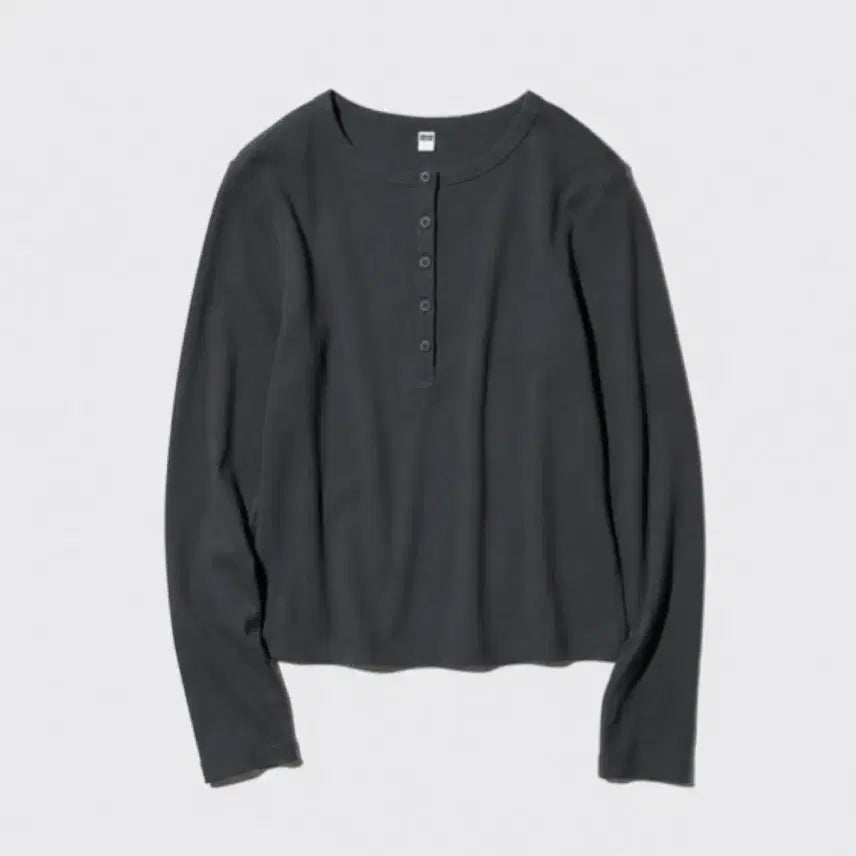 [BUNJANG] Uniqlo Ribbed Henley Long Sleeve T-Shirt / 유니클로 골지 헨리텍 긴팔티셔츠 487908