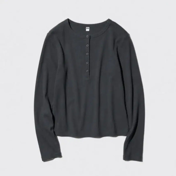 [BUNJANG] Uniqlo Ribbed Henley Long Sleeve T-Shirt / 유니클로 골지 헨리텍 긴팔티셔츠 487908