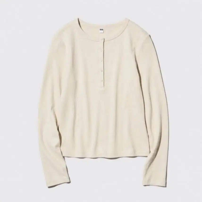 [BUNJANG] Uniqlo Ribbed Henley Long Sleeve T-Shirt / 유니클로 골지 헨리텍 긴팔티셔츠 487908