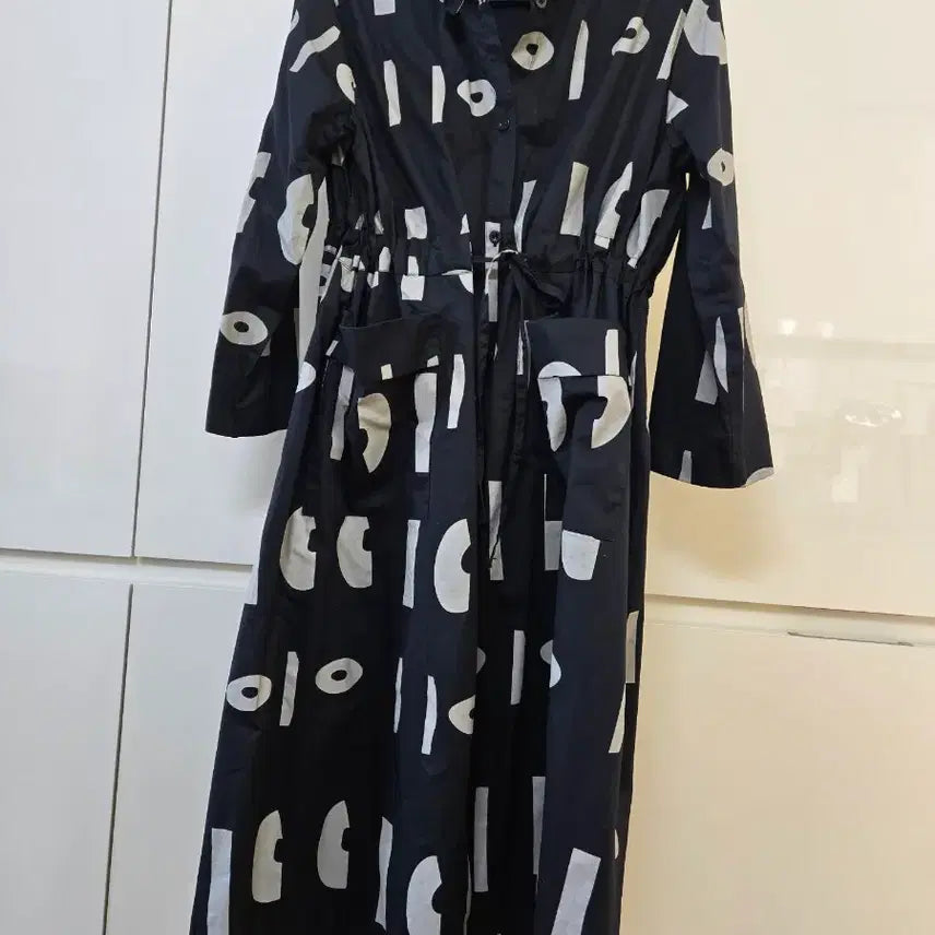 [BUNJANG] Issey Miyake Pleats One-Piece Dress Black White Pattern / 이세이 미야케 플리츠 원피스 블랙 화이트 패턴