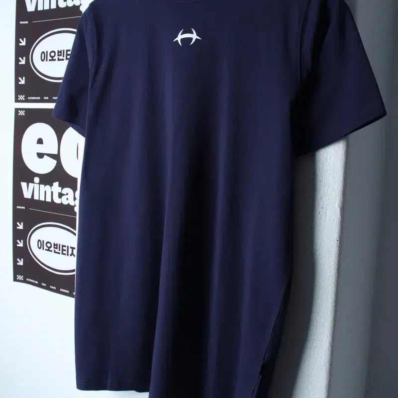 [BUNJANG] H Dex Muscle Fit T-Shirt Navy Spandex / (M) 에이치덱스 반팔 티셔츠 머슬핏 네이비 스판-H35651