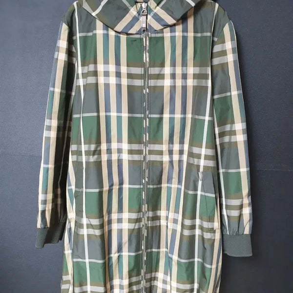 [BUNJANG] Jisen Plus Size Windbreaker Hoodie Green Check (Size 105) / 진짜만원 88 99 지센 빅사이즈 바람막이