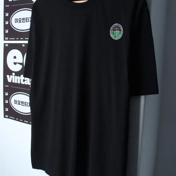 [BUNJANG] SILENT SILHOUETTE Sashiko Patch T-Shirt Black / (M-L) 사일런트실러블 반팔 티셔츠 체크패치 블랙 사시코-H35654