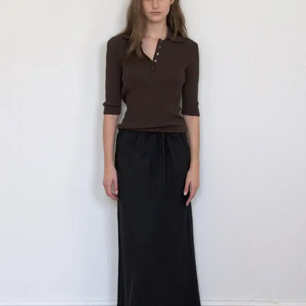 [BUNJANG] Arto Linen Maxi Skirt Black / 아르토 린넨 맥시 스커트 블랙