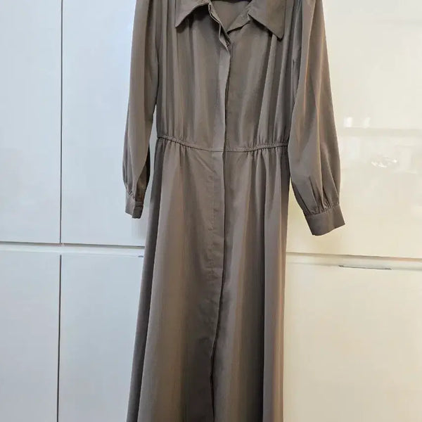[BUNJANG] Brown Long Sleeve Shirt Dress / 갈색 셔츠 원피스