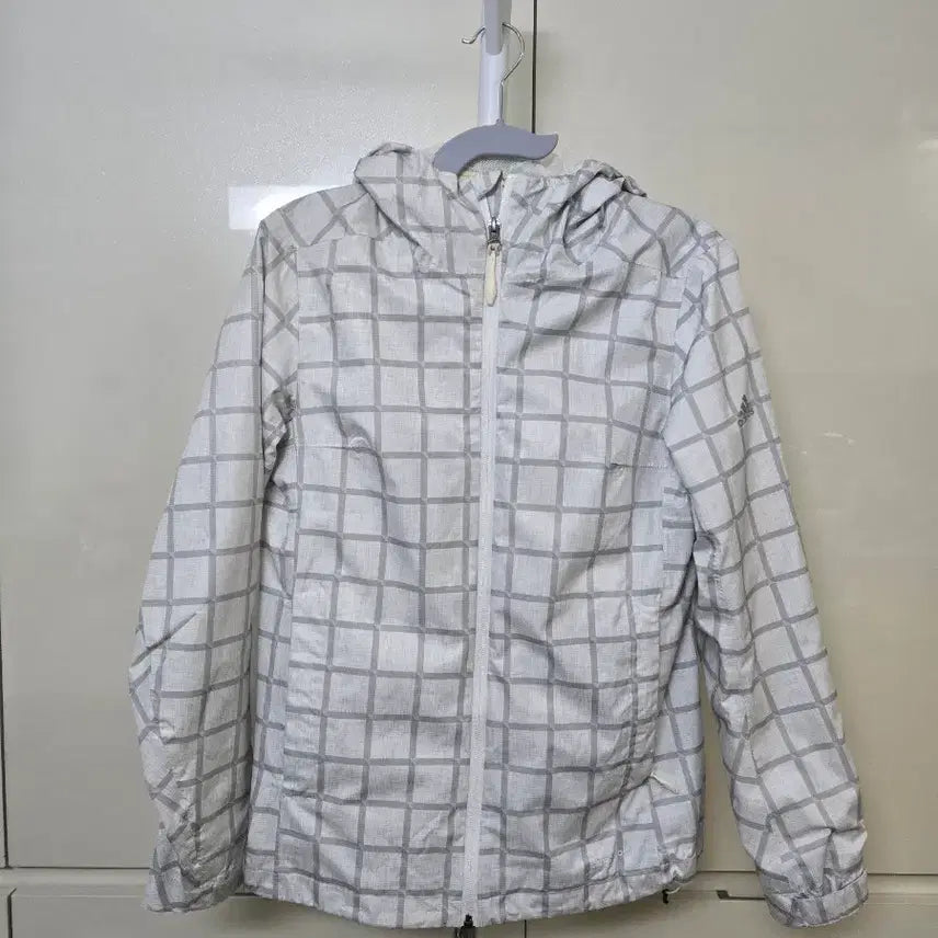 [BUNJANG] Adidas Checked Hooded Windbreaker Jacket / 아디다스체크무늬 후드 바람막이 자켓