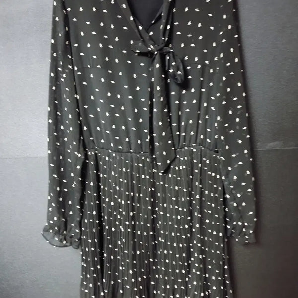 [BUNJANG] Sheer Sleeve Pleated Chiffon Midi Dress / 진짜만원 5프닝 미디원피스 넥리본 55 66 플리츠