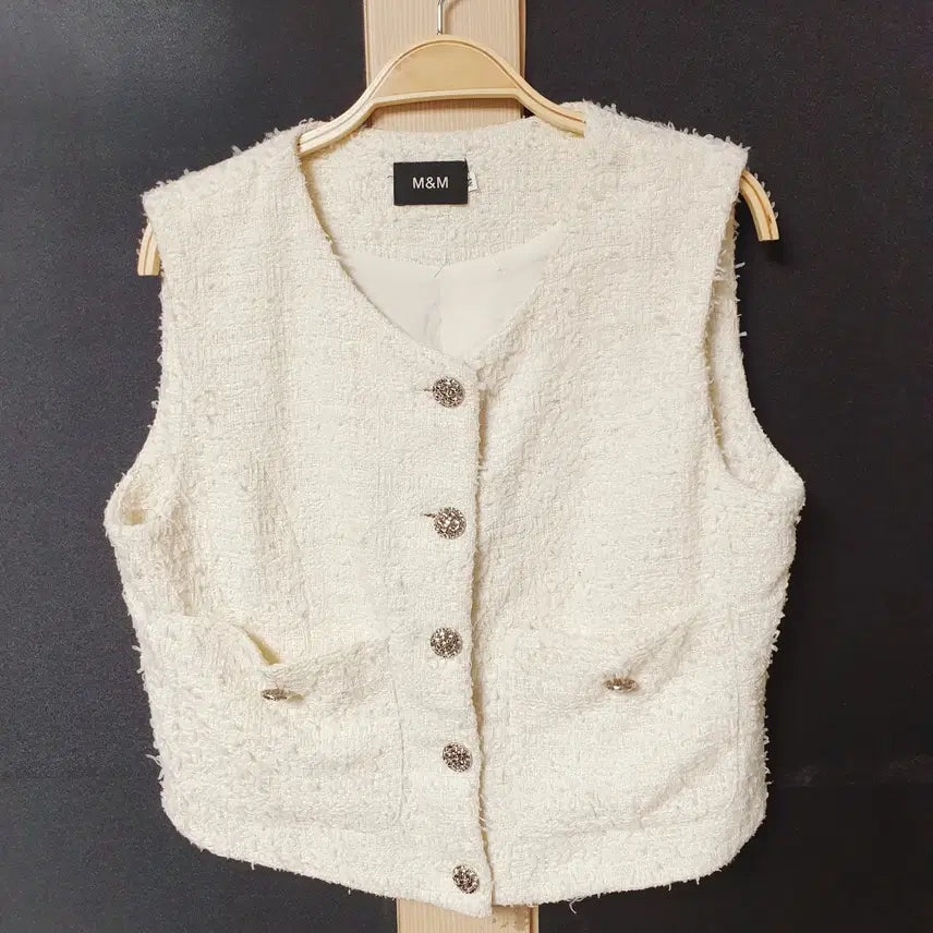 [BUNJANG] Tweed Vest Ivory / 진짜만원 트위드베스트 66 아이보리