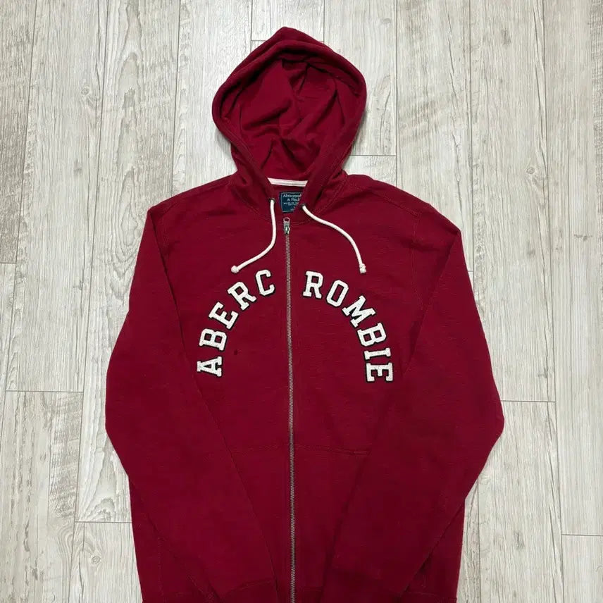 [BUNJANG] Abercrombie & Fitch Arch Logo Zip-Up Hoodie Red L / 아베크롬비 아치로고 후드집업 레드 L