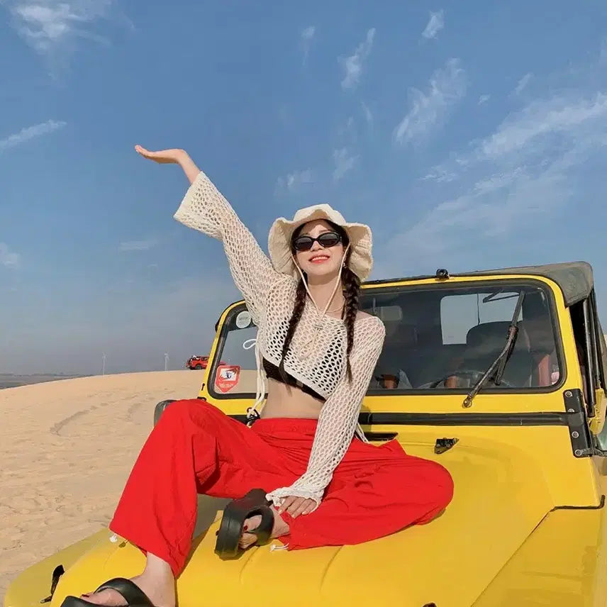 [BUNJANG] Abigale Net Knit Bikini Cover-up Ivory / 에이비글 그물니트 비키니커버업 판매합니다!