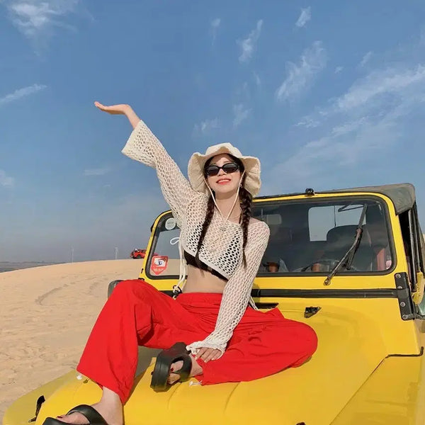 [BUNJANG] Abigale Net Knit Bikini Cover-up Ivory / 에이비글 그물니트 비키니커버업 판매합니다!