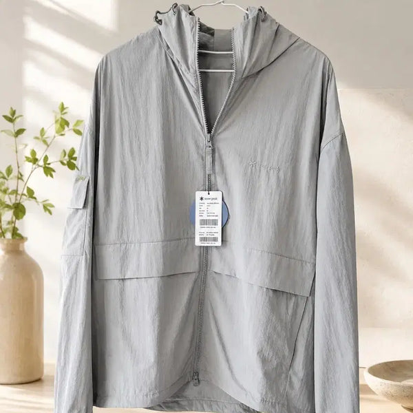 [BUNJANG] Snow Peak Hooded Windbreaker Light Grey (Size 105) / 스노우피크 후드 바람막이 그레이