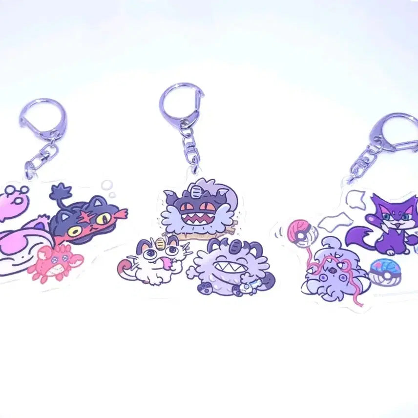 [BUNJANG] Pokemon Acrylic Keychain Bundle - Nyasper, Meowth, Espurr, Litten / 포켓몬 아크릴 키링 냐스퍼 나옹 쌔비냥 에나비 냐오불
