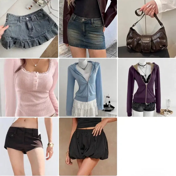 [BUNJANG] Gyaru Style Skirt, Shorts, T-shirt, and Hoodie Bundle / 급처 처분 옷 벼룩 중고 옷 치마 쇼츠 티셔츠 후드 스커트 갸루