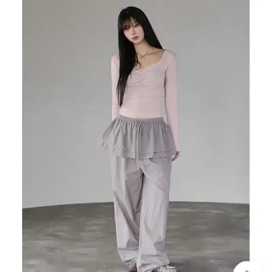 [BUNJANG] Wrap Skirt with Shirring and Frill Detail / 치마바지