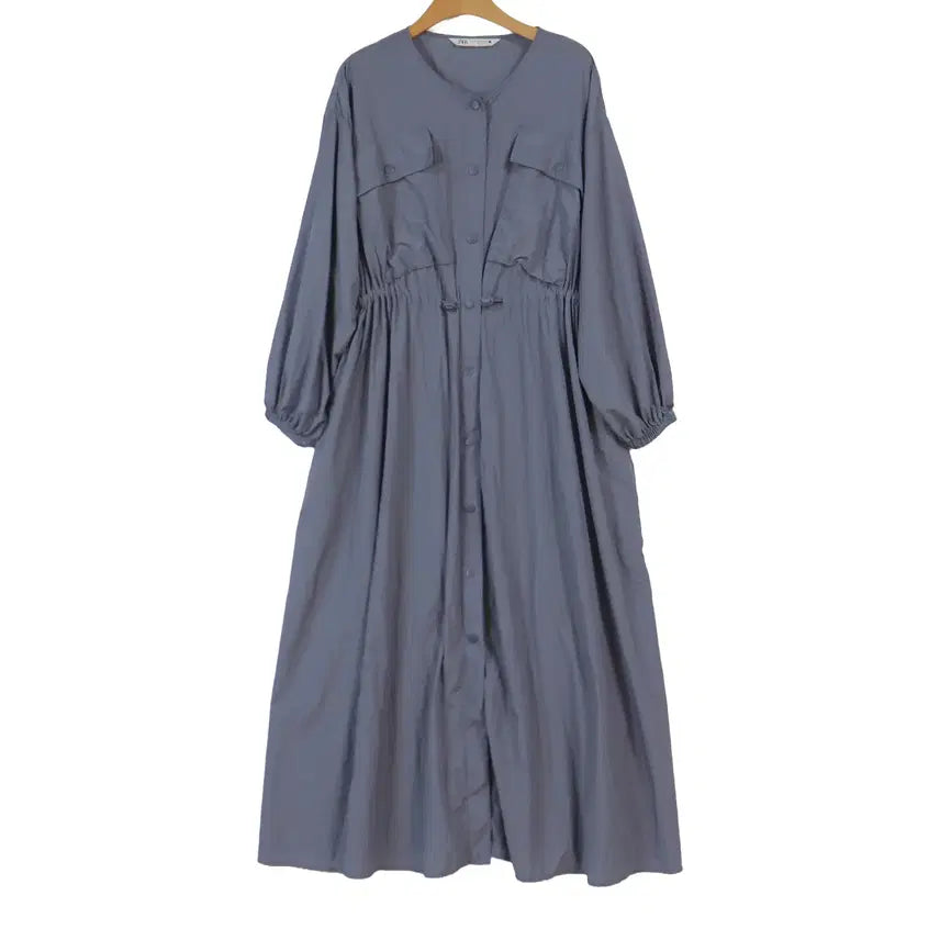[BUNJANG] ZARA Melange Grey Long Shirt Dress M / ZARA 자라 멜란지그레이 롱 원피스 M 스트링 셔츠원피스