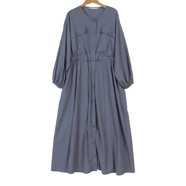 [BUNJANG] ZARA Melange Grey Long Shirt Dress M / ZARA 자라 멜란지그레이 롱 원피스 M 스트링 셔츠원피스