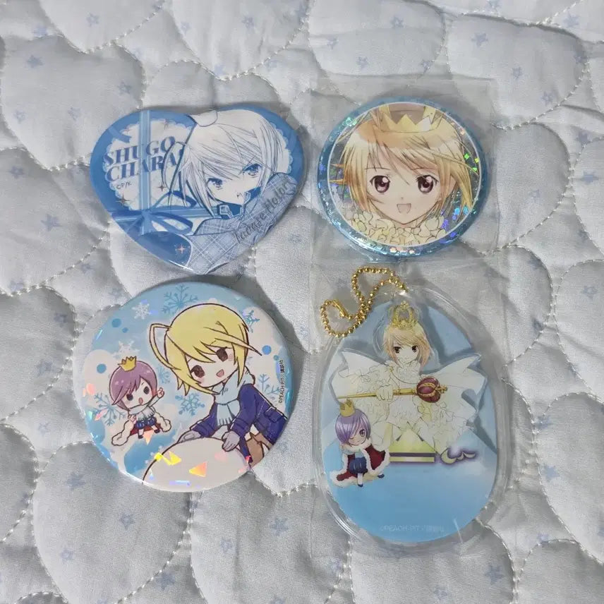 [BUNJANG] Shugo Chara! Tadase & Rima Set of 4 Can Badges / 캐릭캐릭체인지 캐캐체 슈고캬라 타다세 루이 캔뱃지 핀버튼 4종 일괄