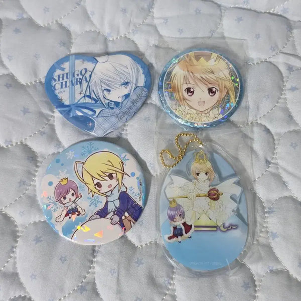 [BUNJANG] Shugo Chara! Tadase & Rima Set of 4 Can Badges / 캐릭캐릭체인지 캐캐체 슈고캬라 타다세 루이 캔뱃지 핀버튼 4종 일괄