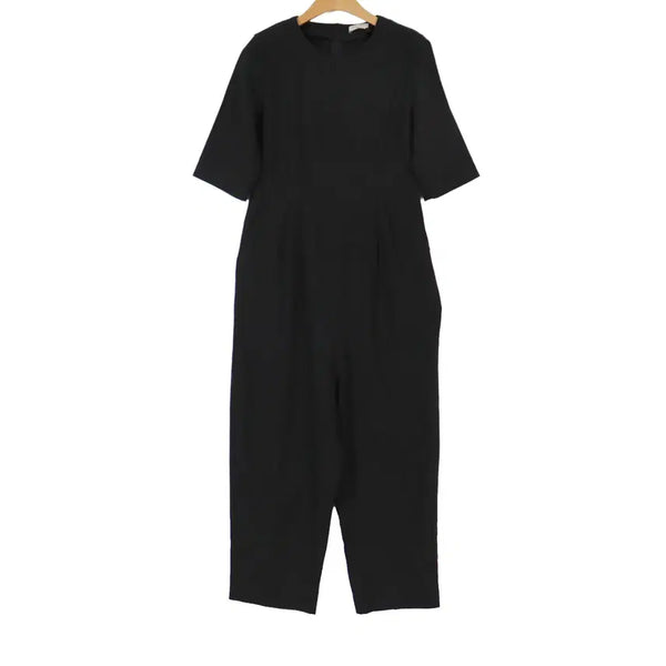 [BUNJANG] ADAM'S Black Jumpsuit M Wide Leg Minimalist All-in-One Office Look / ADAM'S 블랙 점프수트 M 와이드 올인원 오피스룩