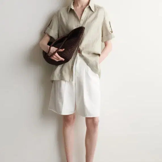 [BUNJANG] COS Linen Short Sleeve Shirt (Light Beige) / [새상품] COS 리넨 반팔 셔츠 (연한 베이지색)