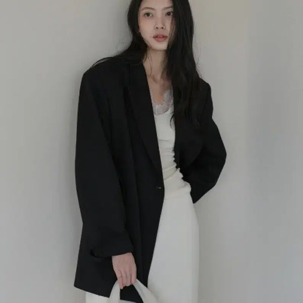 [BUNJANG] Around You Curvated Over Jacket Black / 어라운드율 쿠어벨티드오버자켓 블랙컬러