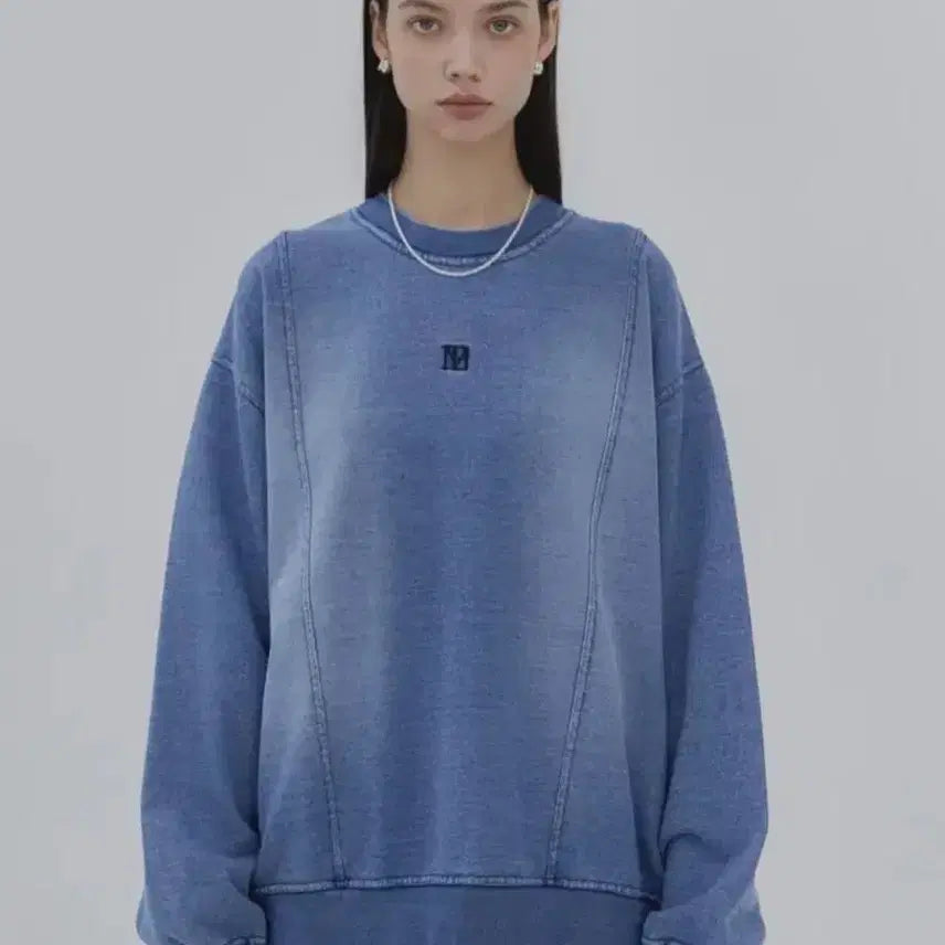 [BUNJANG] Trimming Bird Denim Sweatshirt Set-up Sweatshirt / 트리밍버드 데님 스웻 셋업 맨투맨