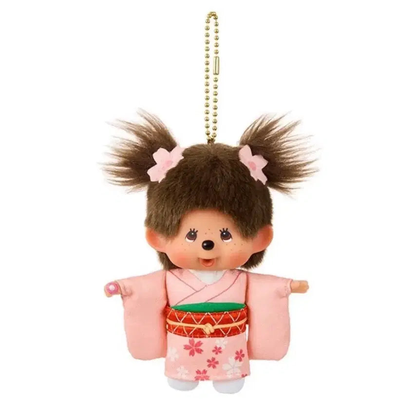 [BUNJANG] Monchhichi Sakura Kimono Plush Keychain / 몬치치 인형 키링 사쿠라 기모노