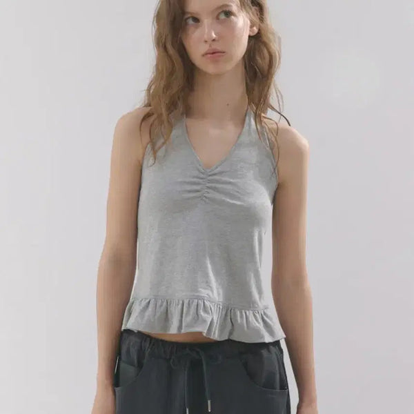 [BUNJANG] Headment Flare Halter Top (Melange) / (새상품) 헤더먼트 플레어 홀터 탑 나시 flare halter top